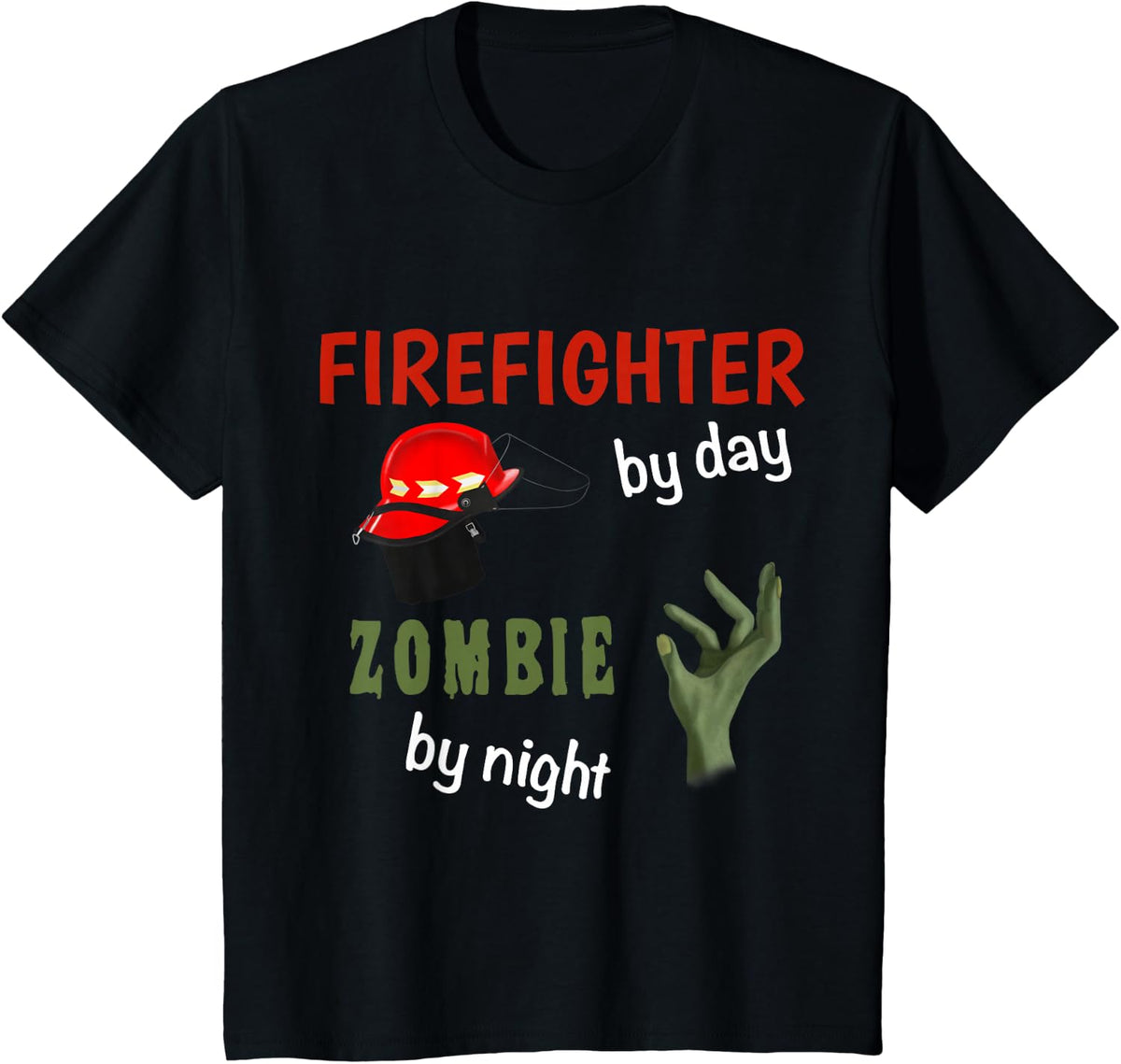 Zombie Firefighter - Funny Halloween Fireman Gift T-Shirt - Black