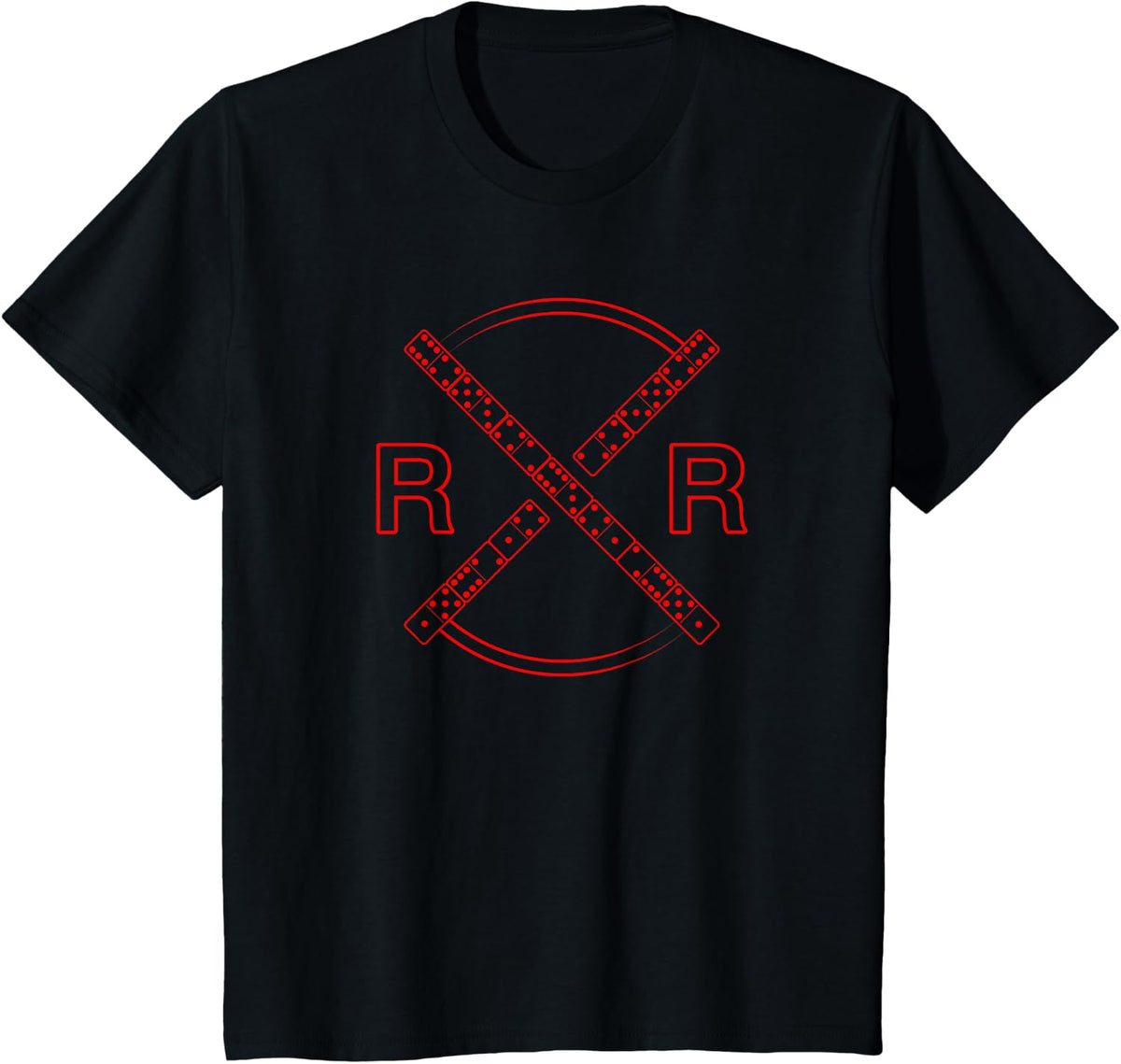 Mexican Train Dominoes RR Crossing Game Night T-Shirt - Black