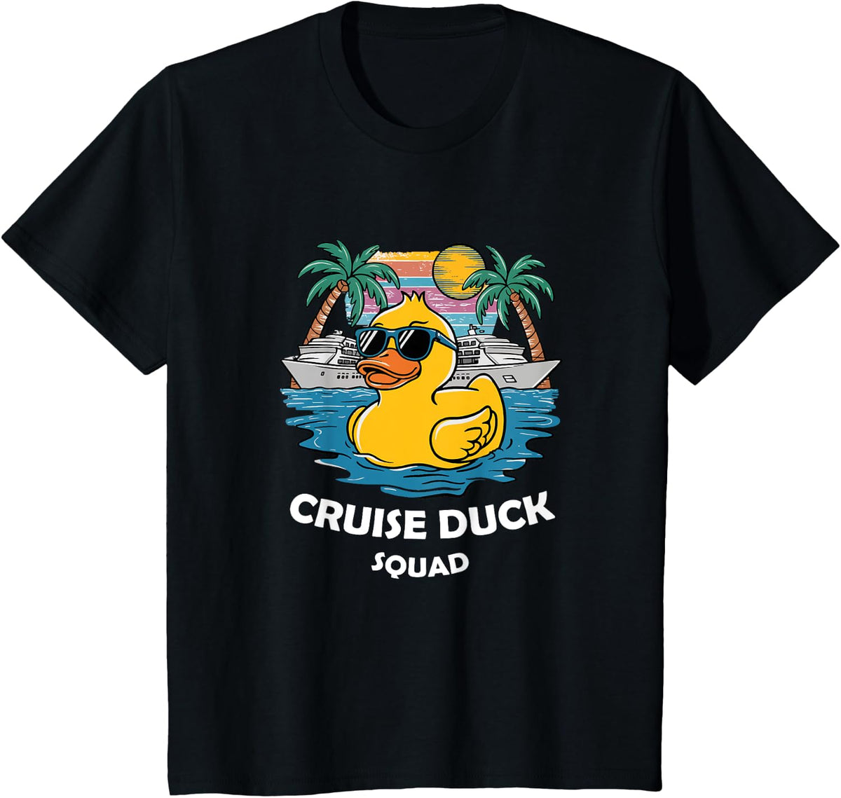 Funny Duck Cruise Rubber Duck Squad Vacation Cruise Ship T-Shirt - Black