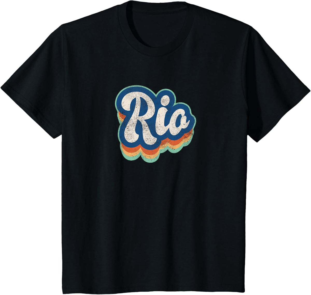Rio First Name Boy Vintage Style 70s 80s Personalized T-Shirt - Black