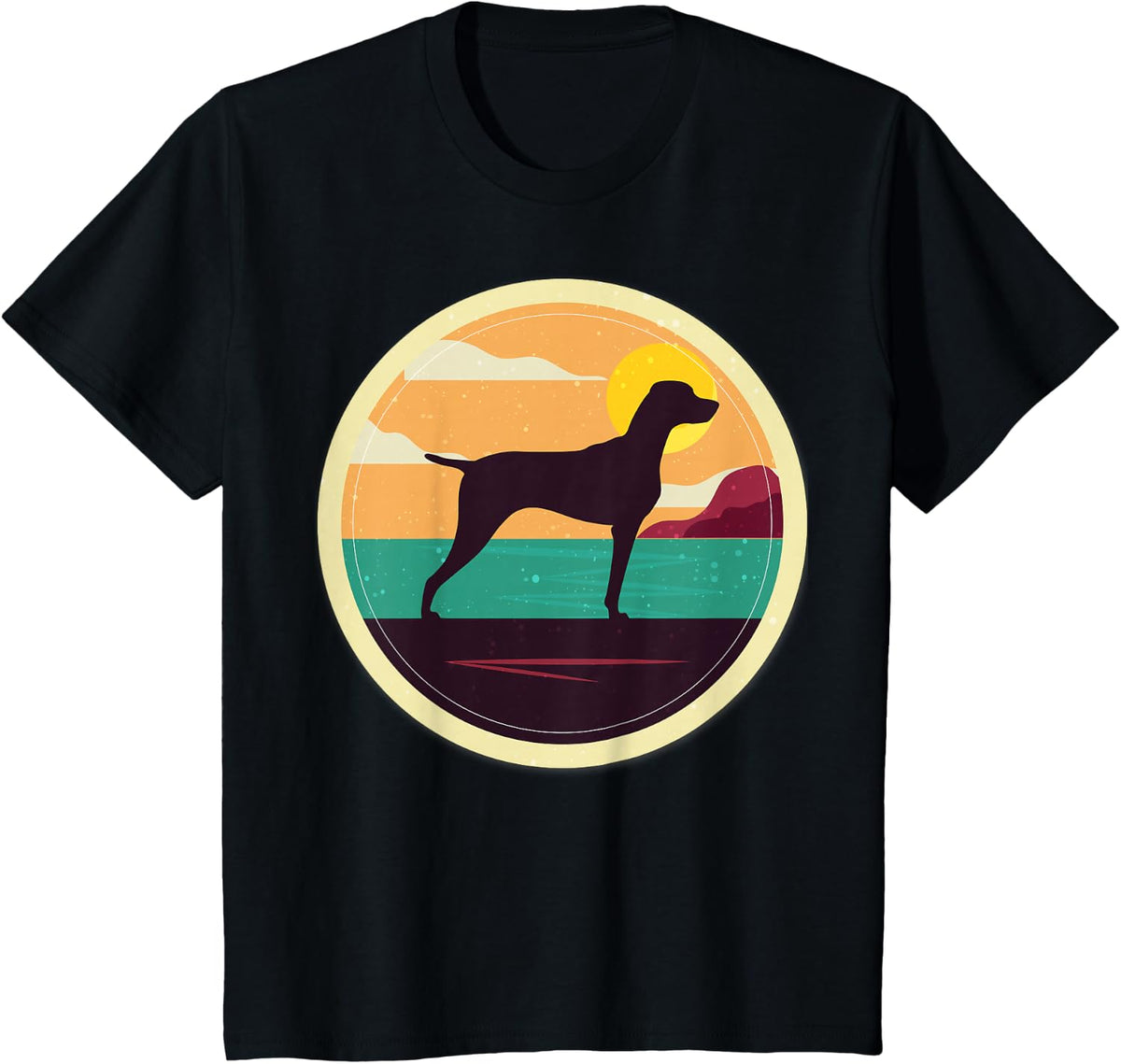 Weimaraner Dog Retro T-Shirt - Black