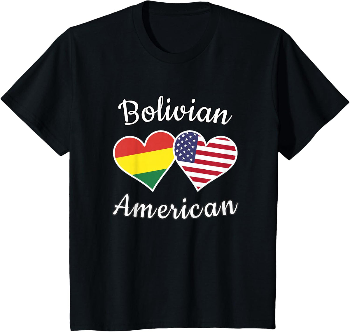 Bolivia USA Shirt Bolivian American Tee Men Women Kids T-Shirt - Black