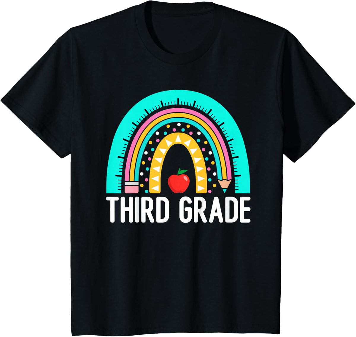 3rd Grade Rainbow Teacher Team Third Grade Squad Girls Boys T-Shirt - Black