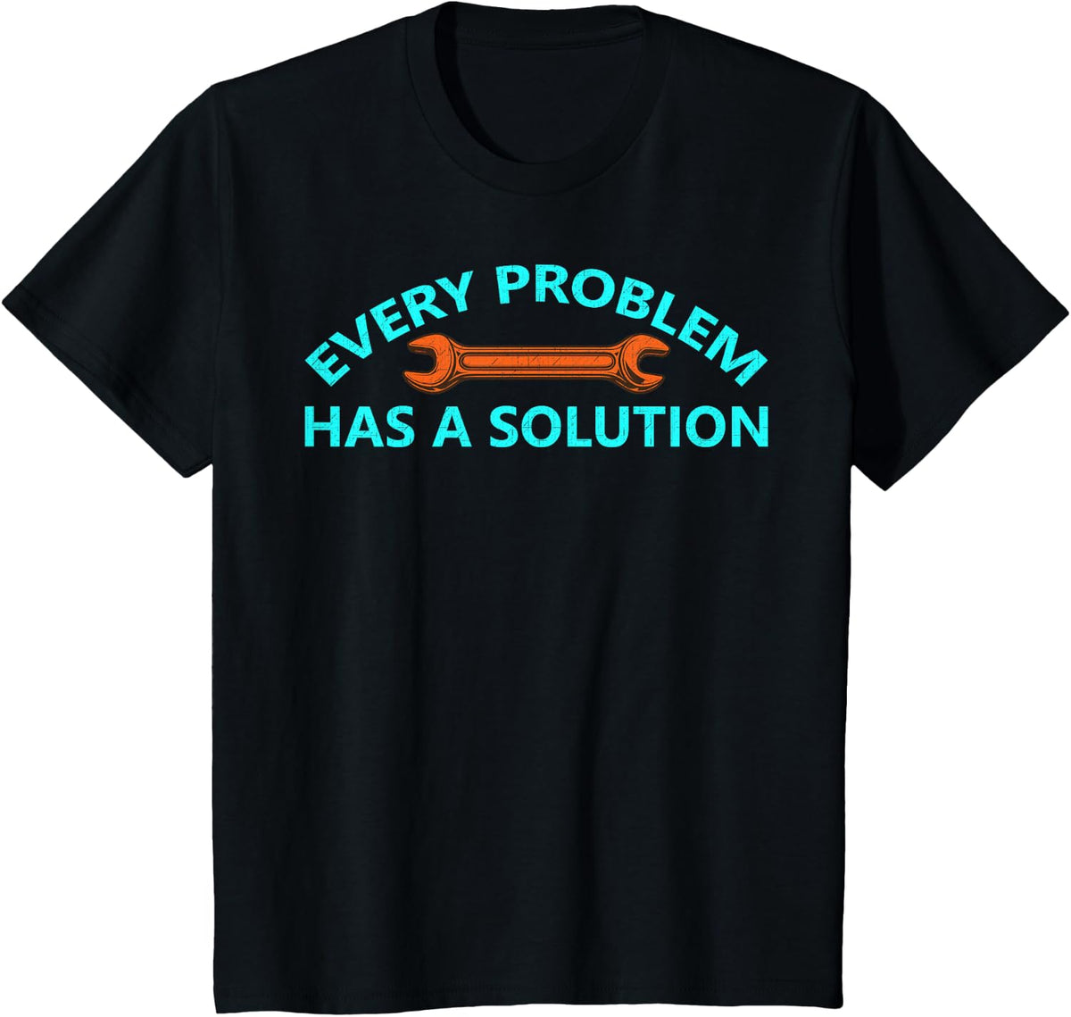 Every Problem Has A Solution Mechanic Wrench Graphic T-Shirt - Black