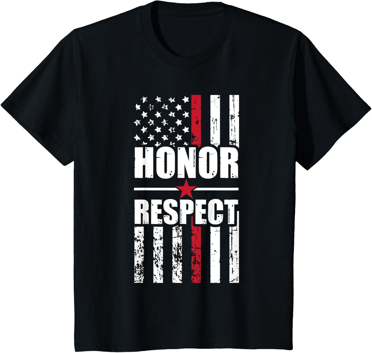 Firefighter Honor Respect American Red Line Patriotic Gifts T-Shirt - Black
