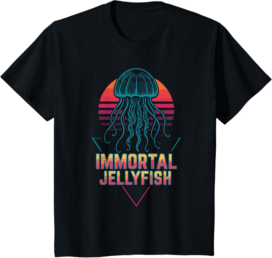 Immortal Jellyfish Retro T-Shirt - Black