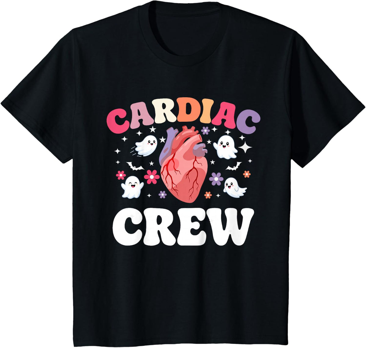 Halloween Cardiac Nurse tee Anatomical Heart Ghosts T-Shirt - Black