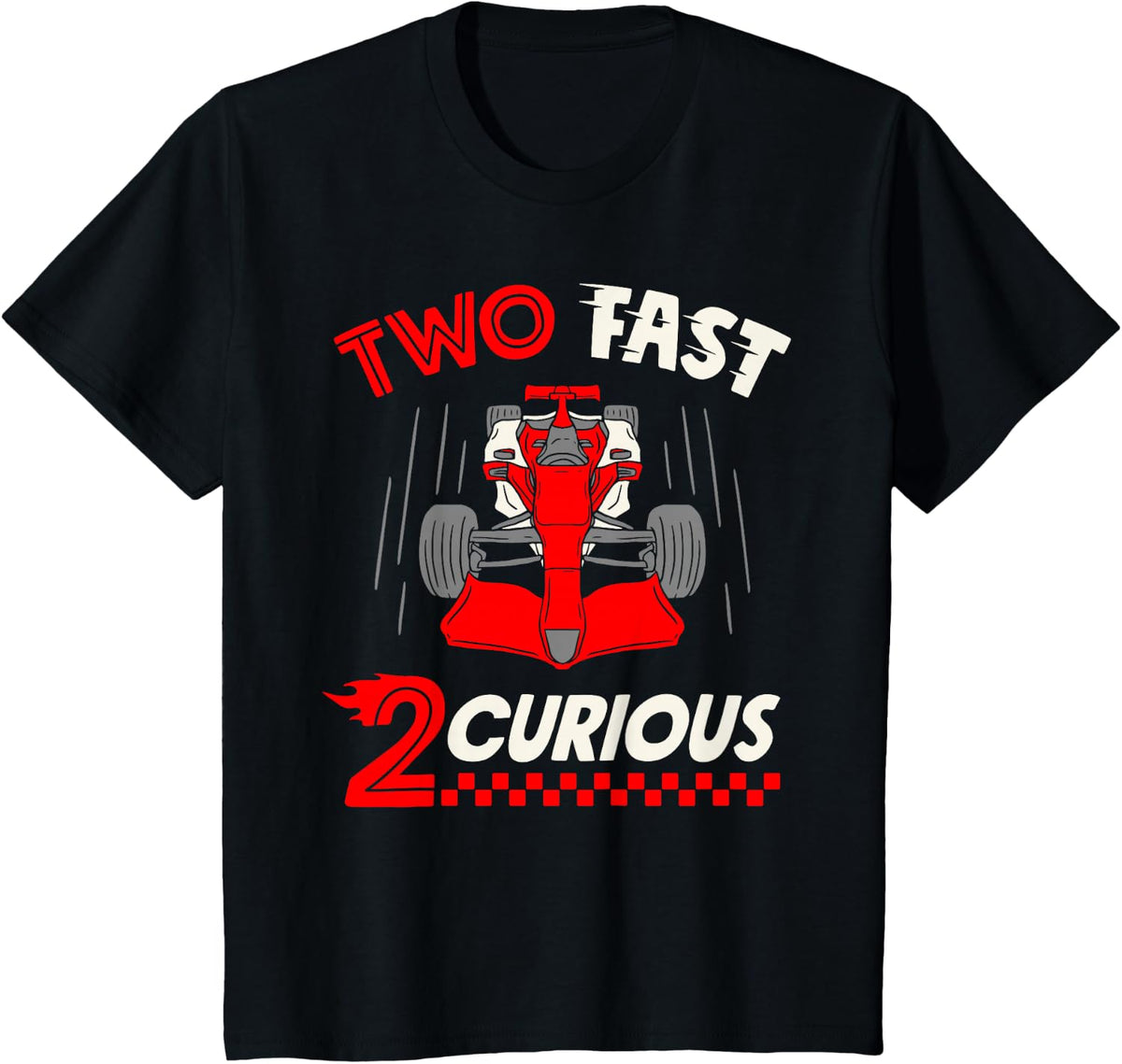 Two Fast 2 Curious Race Car Driver Racing Birthday Boy 2nd T-Shirt - Black