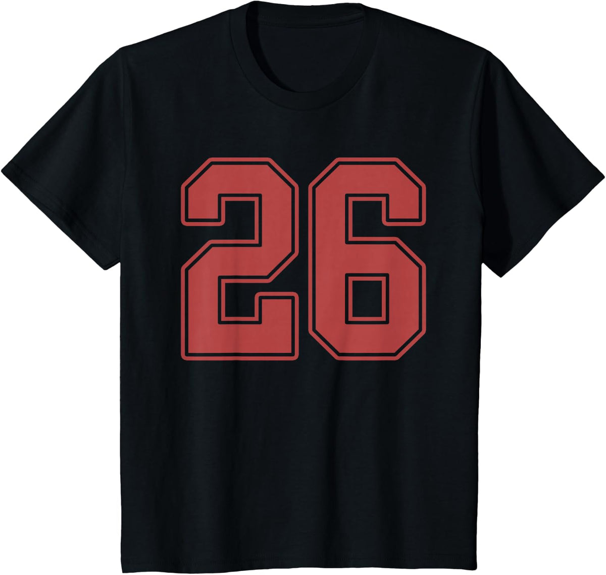 Red Number 26 Jersey Player Uniform #26 T-Shirt - Black