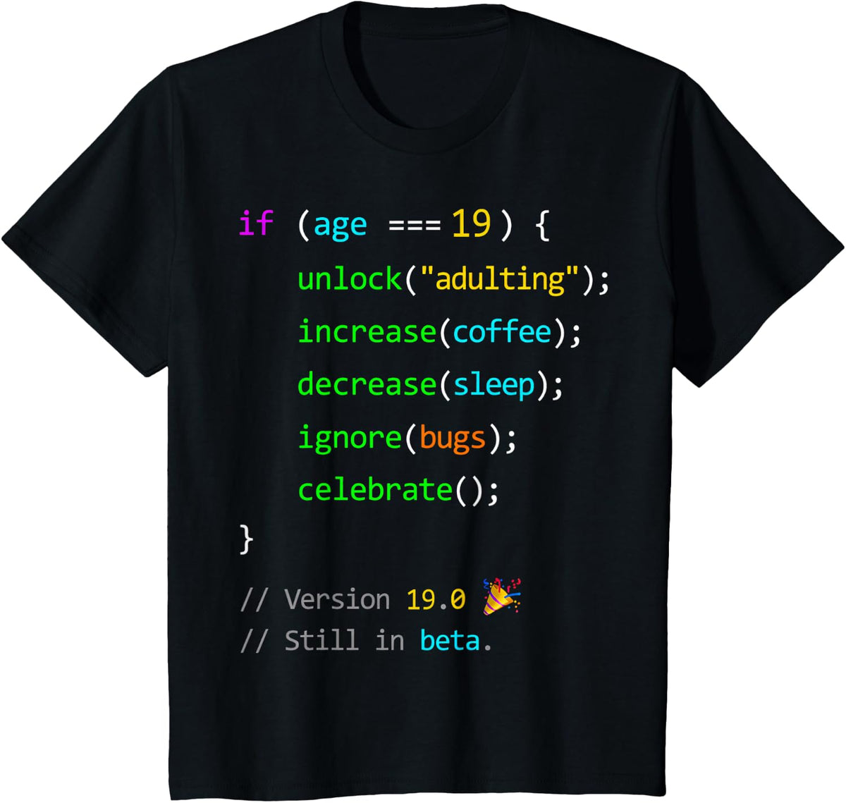 19th Birthday 19 Years Old Coder Humor Programmer Men T-Shirt - Black
