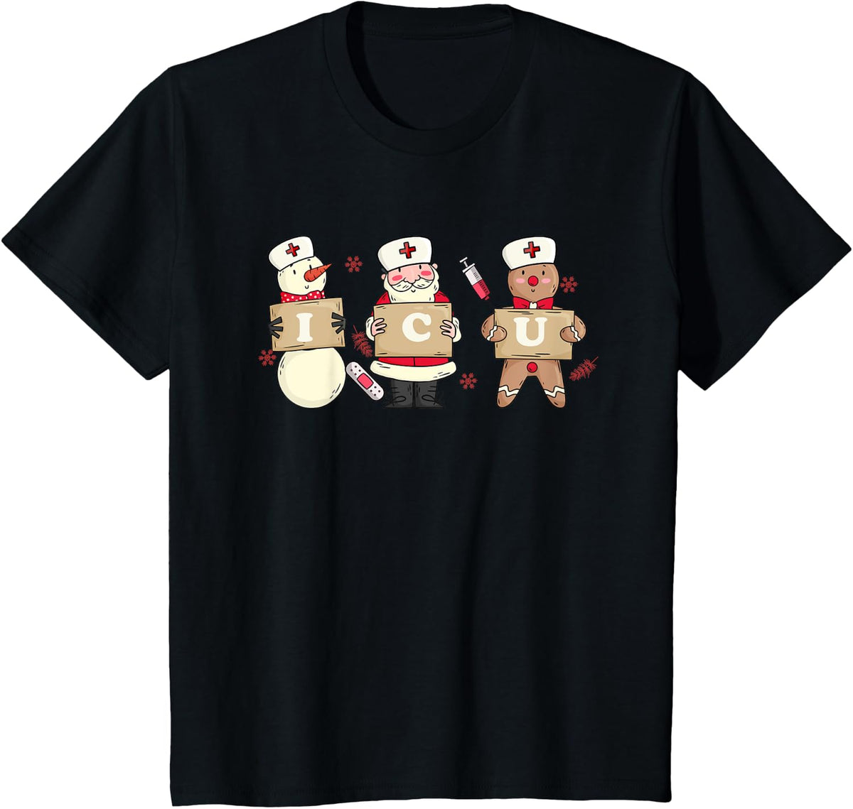 Christmas Intensive Care Unit Santa ICU Nurse Appreciation T-Shirt - Black