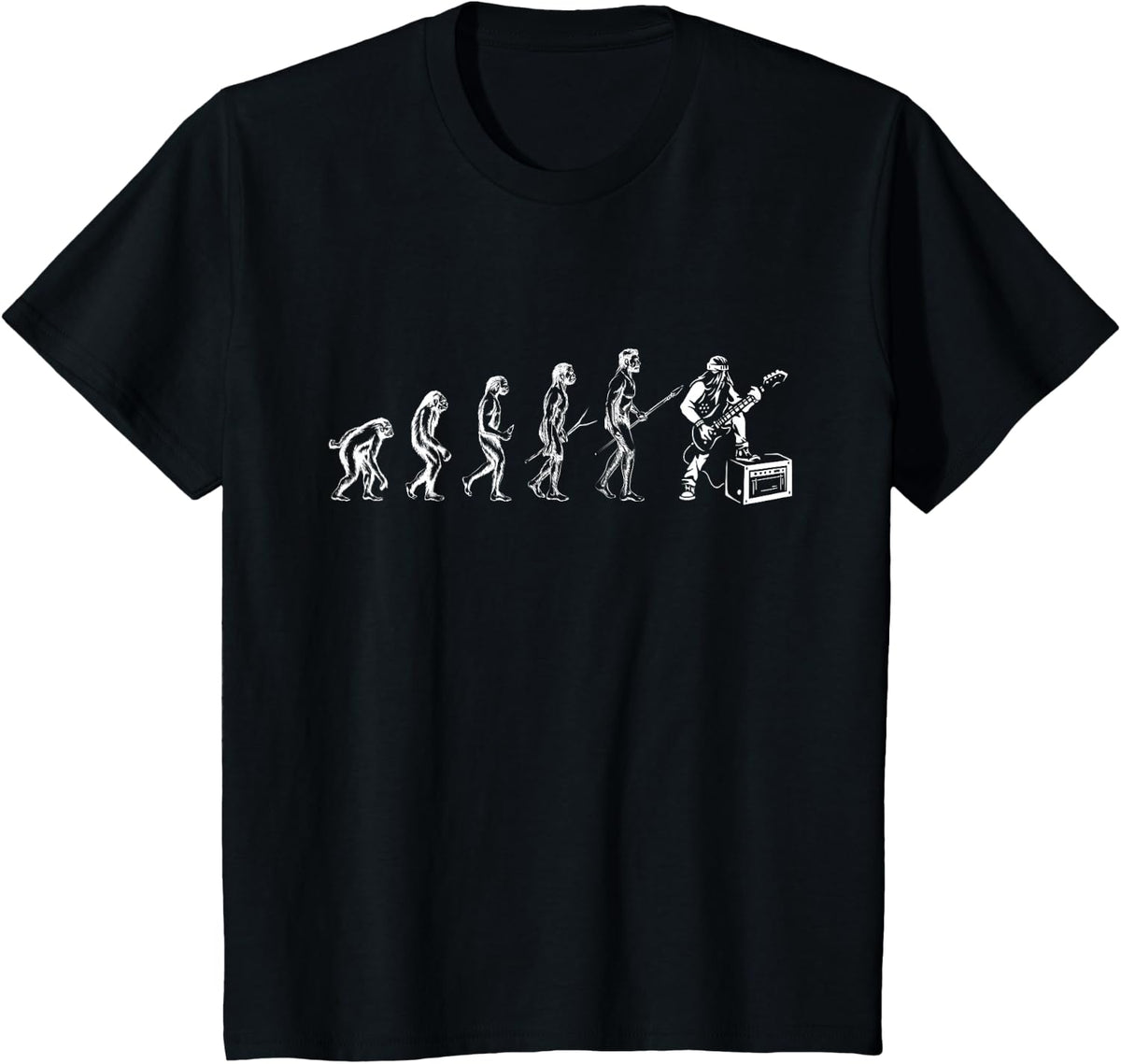 Heavy Metal Guitar Evolution Guitarist Bass Instrument T-Shirt - Black