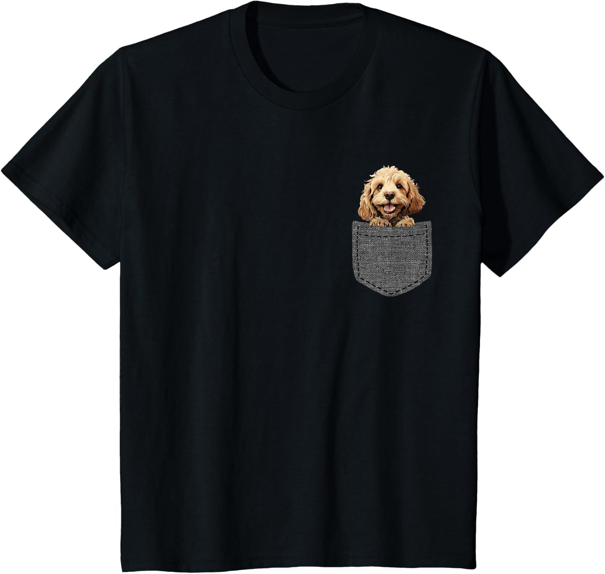 Dog in Pocket Cockapoo T-Shirt - Black