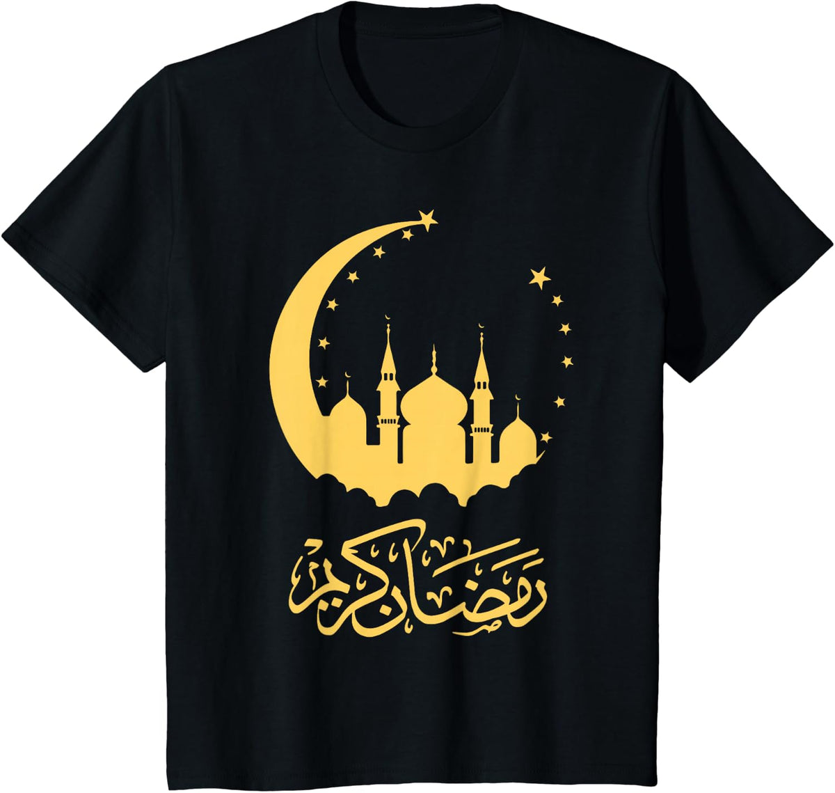 Ramadan Kareem Crescent Moon Mosque Art Graphic T-Shirt - Black