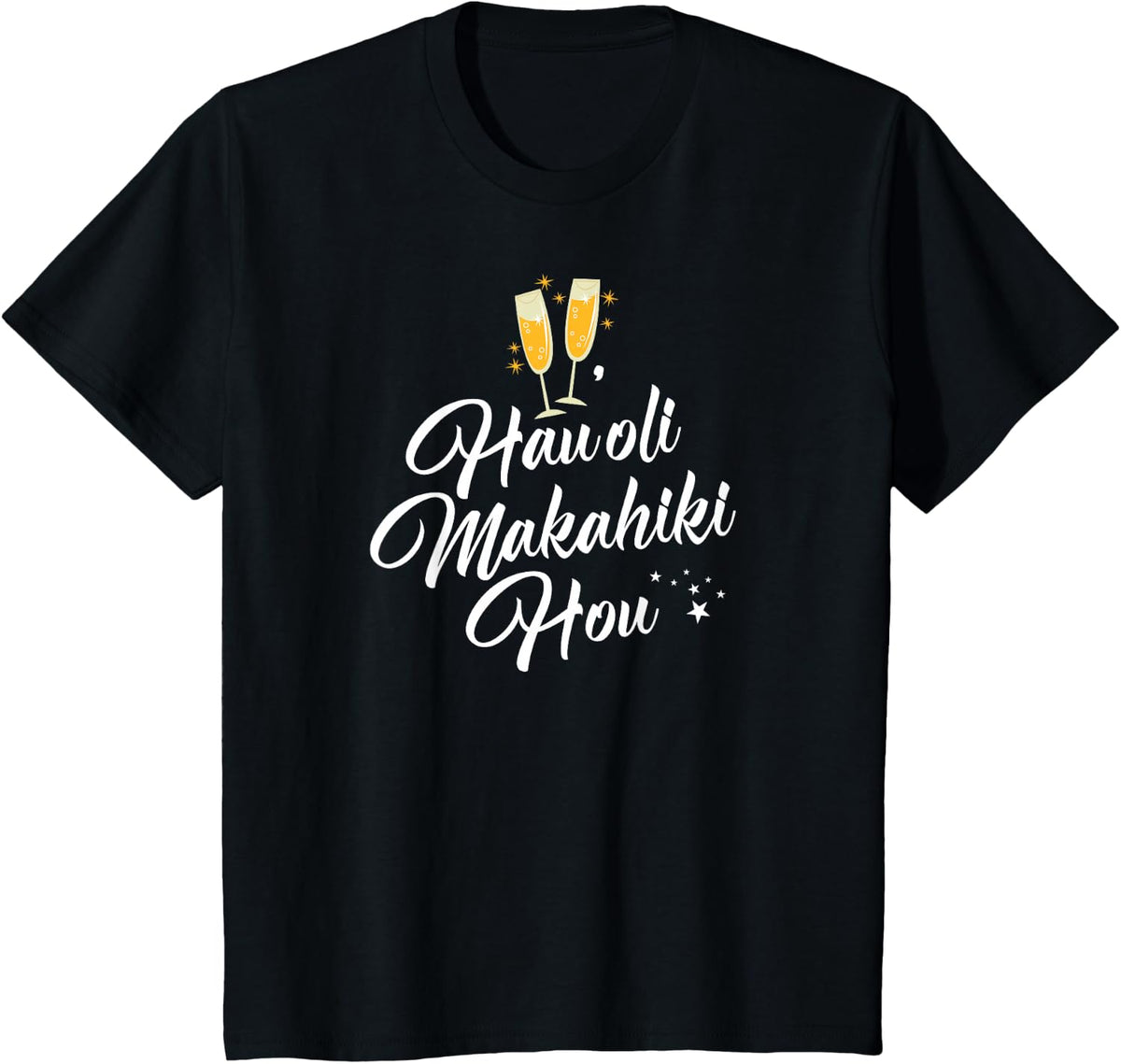 Hauoli Makahiki Hou Hawaiian New Year T-Shirt - Black