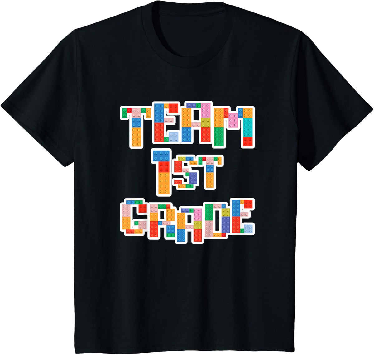 Team 1st Grade Building Blocks Bricks Theme Teacher Team T-Shirt - Black