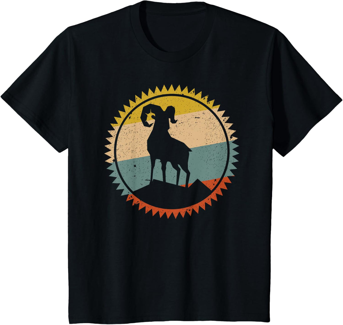 Vintage Big Horn Ram Sheep For Hunters T-Shirt - Black