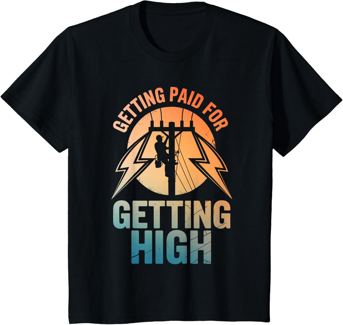 Funny Lineman Art for Men Boys Linemen Electrician Lineman T-Shirt - Black