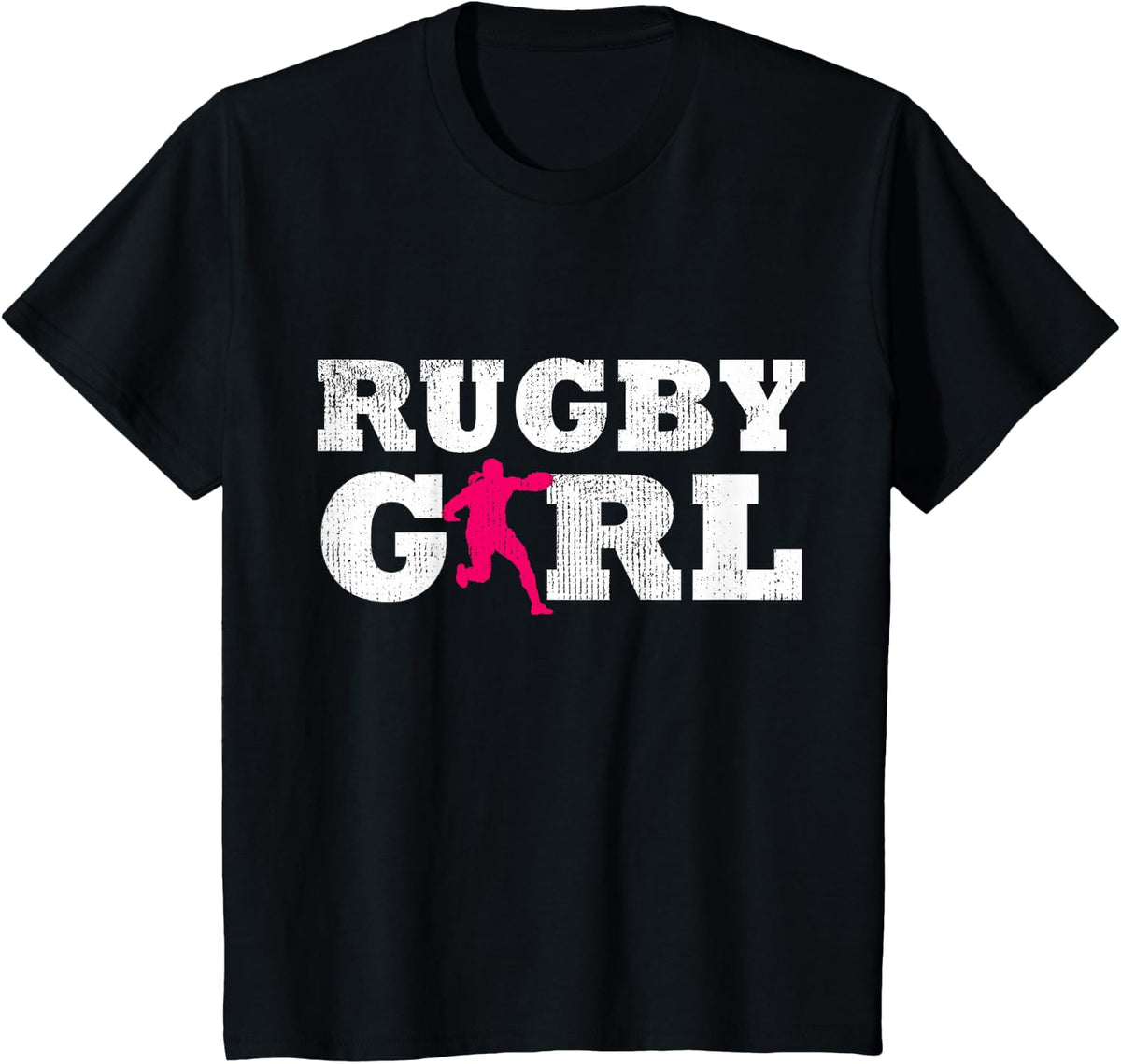 Rugby Girl Player Silhouette Sport Gift T-Shirt - Black