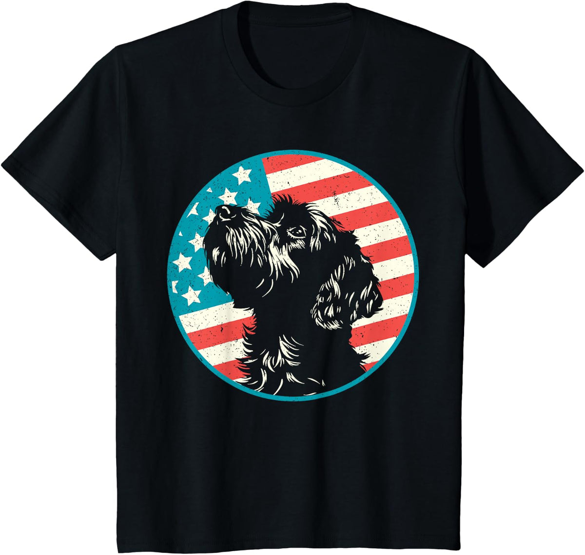 Funny Cockapoo Dog Patriotic 4th of July USA Flag T-Shirt - Black
