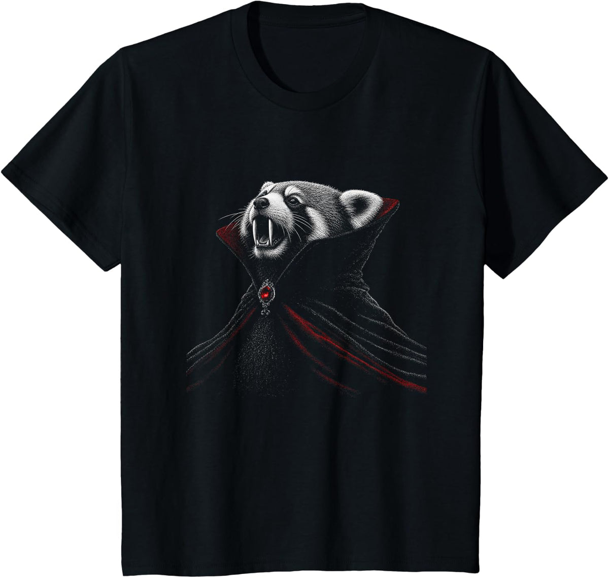 Red Panda Halloween Red Panda Lover Spooky Gothic Vampire T-Shirt - Black