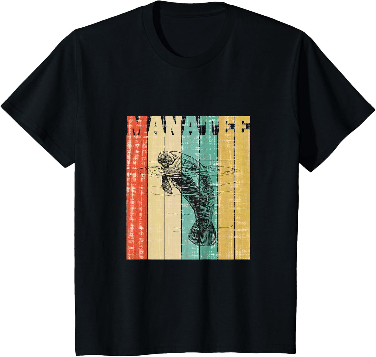 Cute Sea Cow Tees - Manatee Lovers Vintage Design T-Shirt - Black