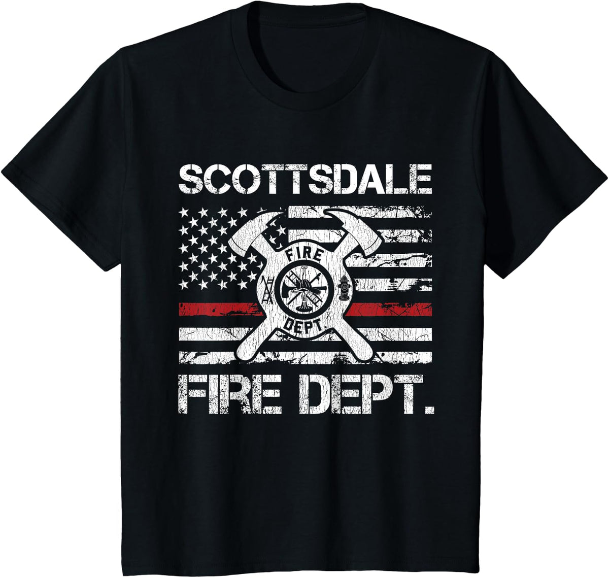 Scottsdale Arizona Fire Department Thin Red Line Fireman T-Shirt - Black