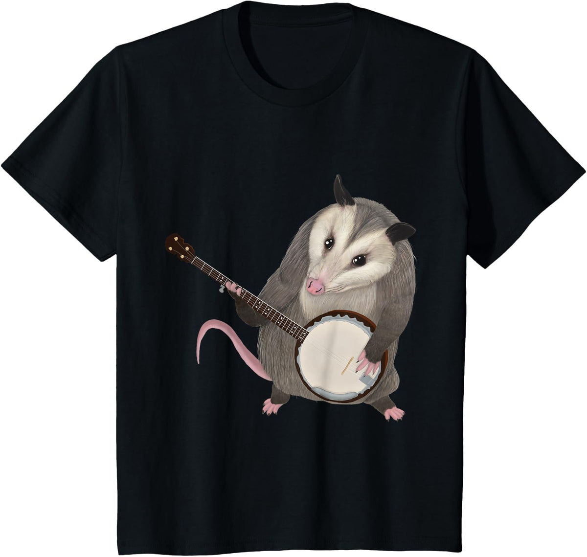 Possum playing the banjo - Possum T-Shirt - Black