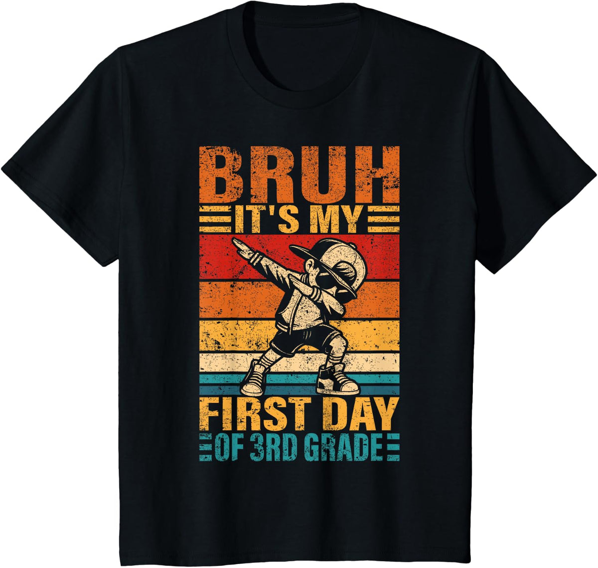 Third Grade Dabbing Boy Bruh It's My First Day Of 3rd Grade T-Shirt - Black