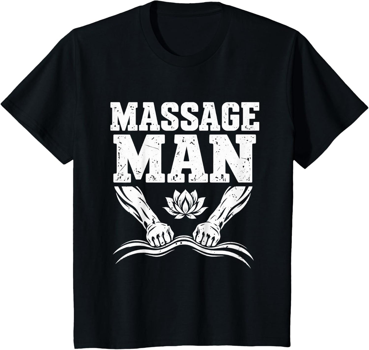 Distressed Massage Man Male Therapist Bodywork T-Shirt - Black