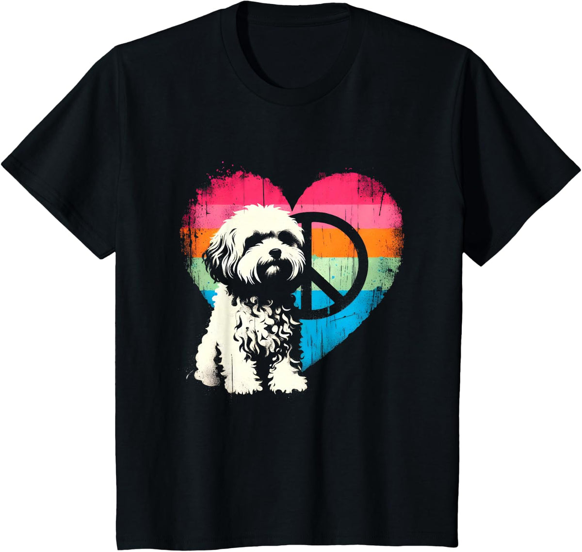Peace Love Cavapoo - Vintage Cavoodle Dog Lover T-Shirt - Black