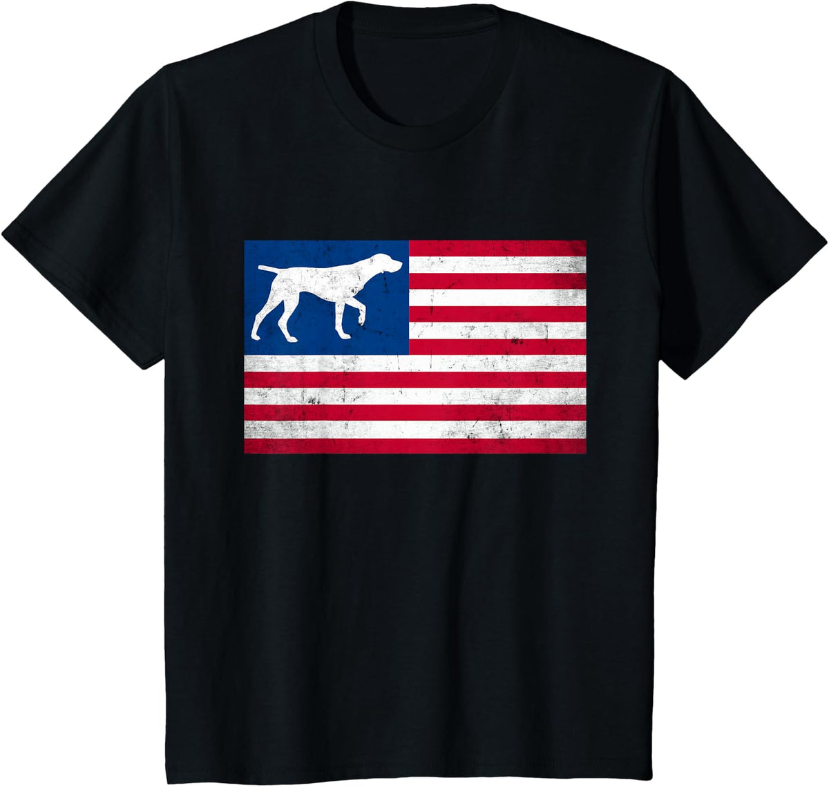 German Shorthaired Pointer GSP 4th of July US American Flag T-Shirt - Black