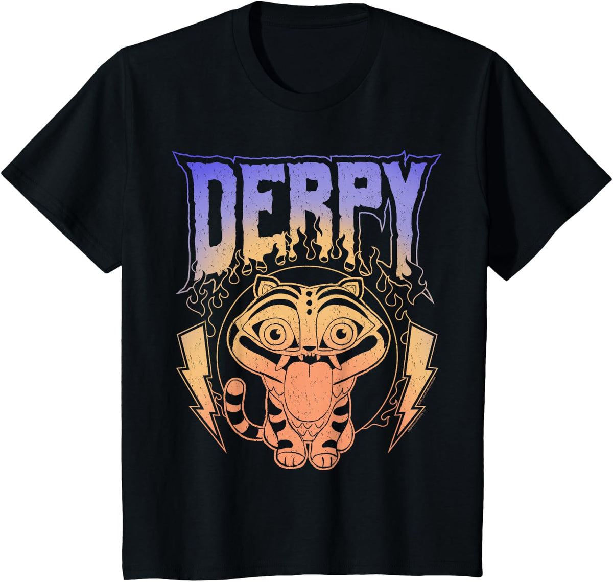 Kpop Demon Hunters Derpy Retro Metal Band Style Logo T-Shirt - Black