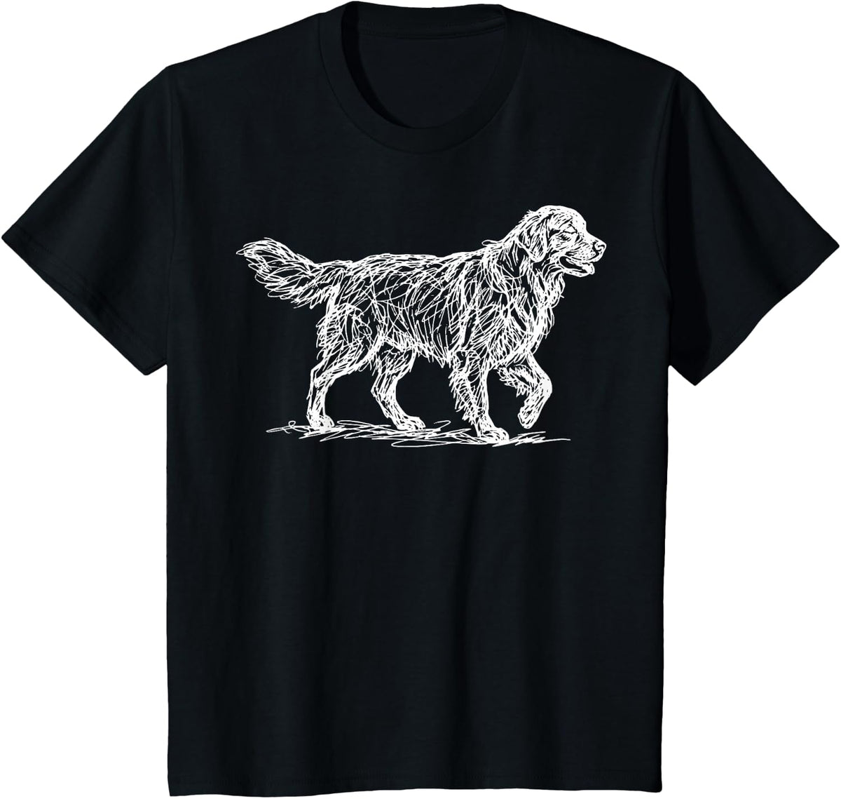 Golden Retriever Line Art Tees T Shirts for Men Women Dog Lover Gift - Black