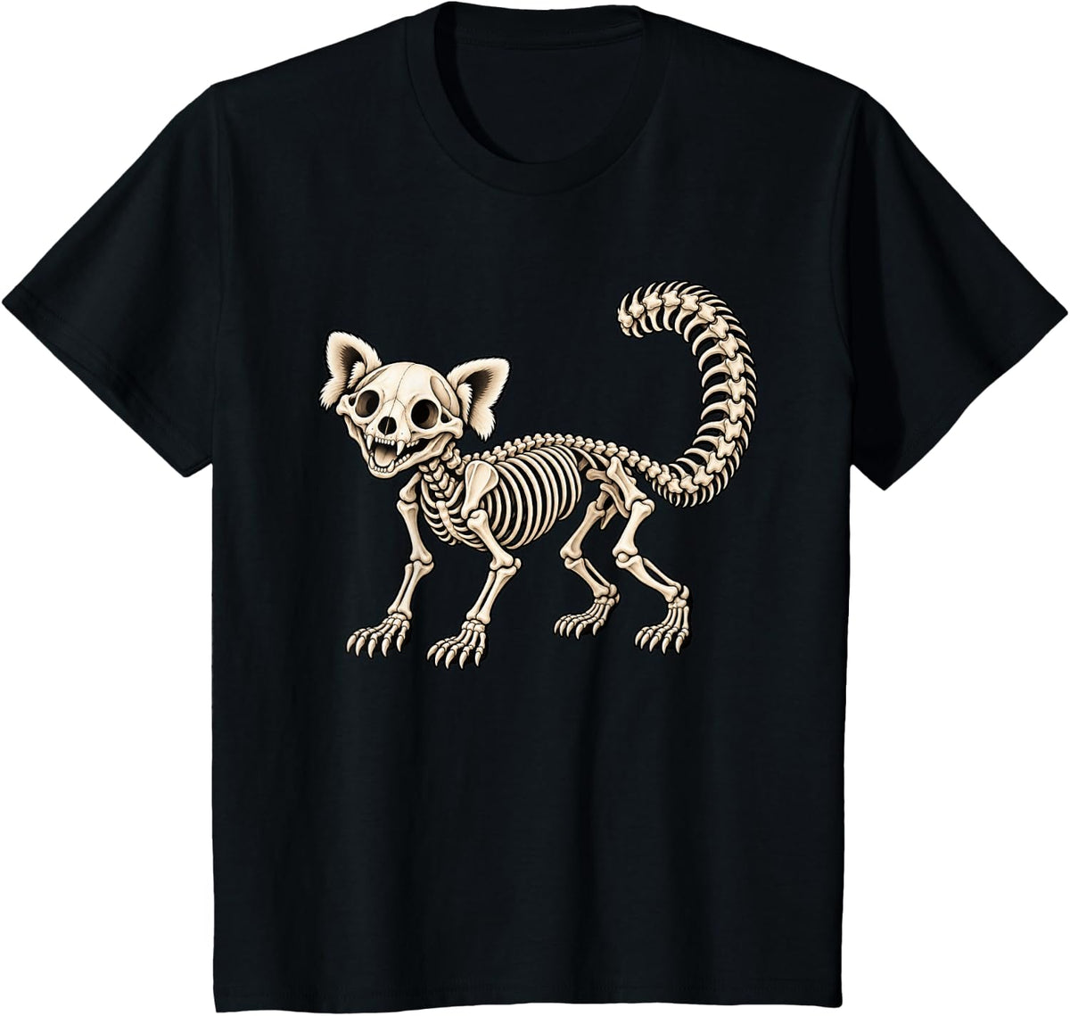 Red Panda Skeleton Halloween T-Shirt - Black