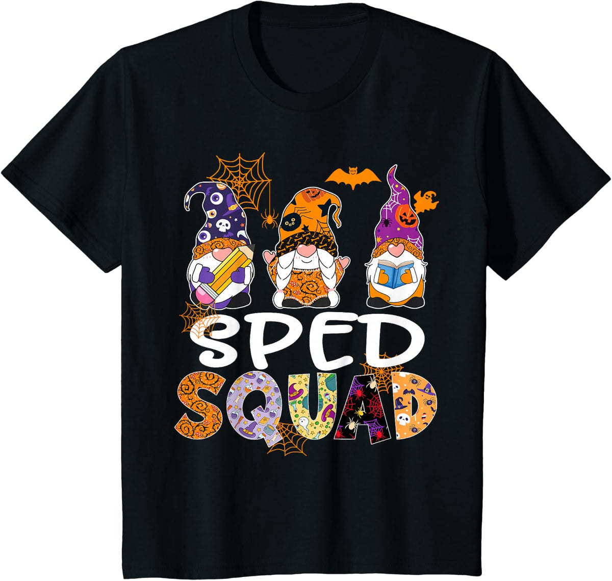 SPED Squad Gnome Halloween Costume Funny Teacher Kids T-Shirt - Black