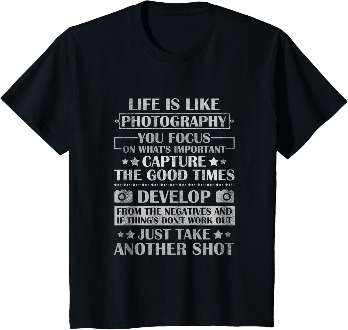 Life Is Like Photography Photographer Lover Camera Lens Gift T-Shirt - Black