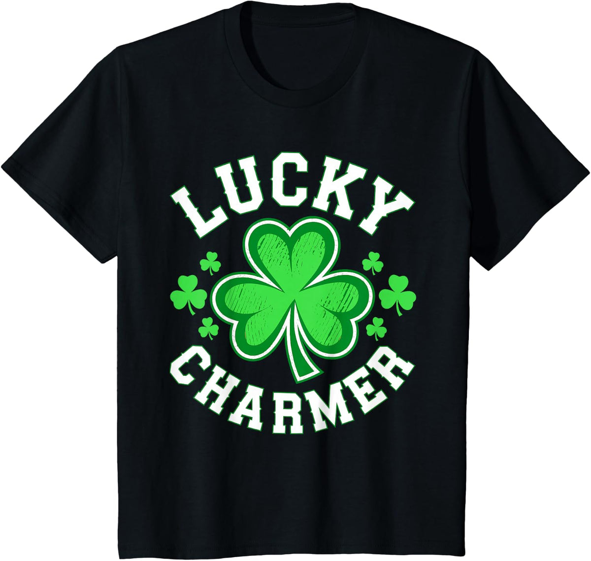 LUCKY CHARMER Shirt Boys Kids Girls Funny St. Patrick's Day T-Shirt - Black