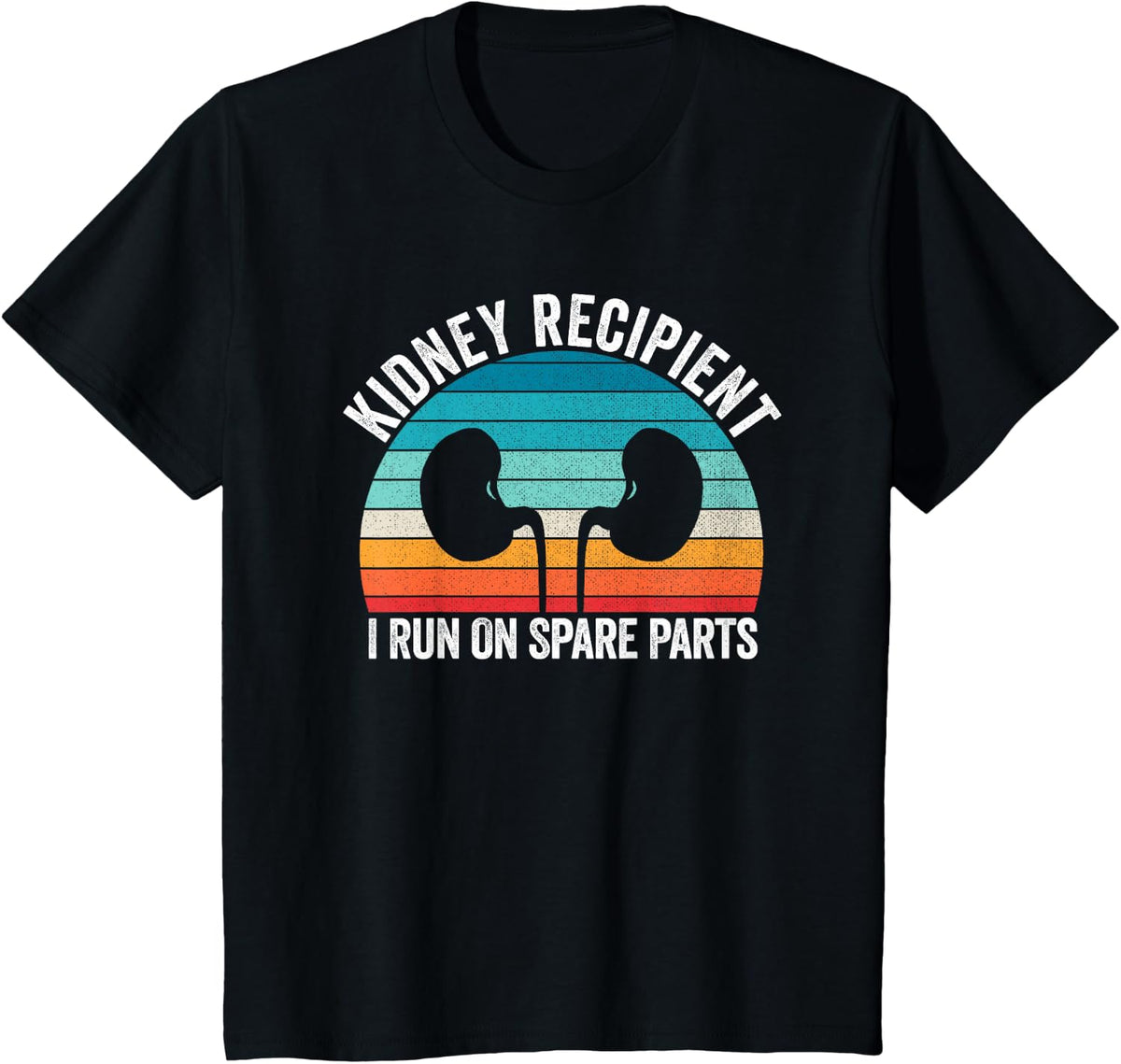 I Run On Spare Parts Kidney Recipient Transplant Awareness T-Shirt Tee for Donors and Patients - Black