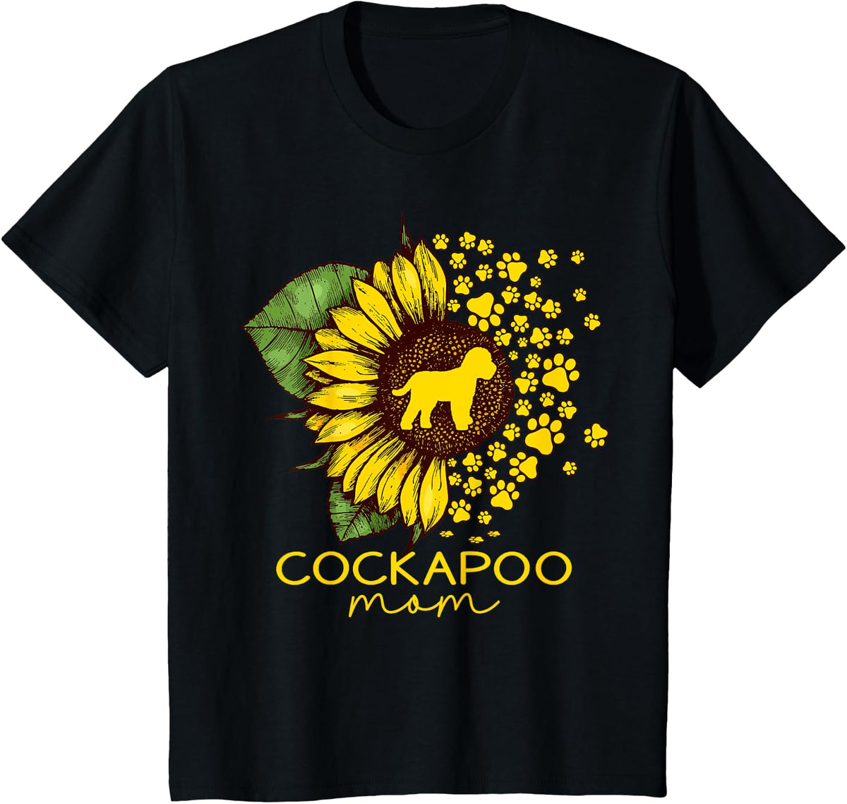 Womens Sunflower Cockapoo Mom Dog Lover T-Shirt - Black