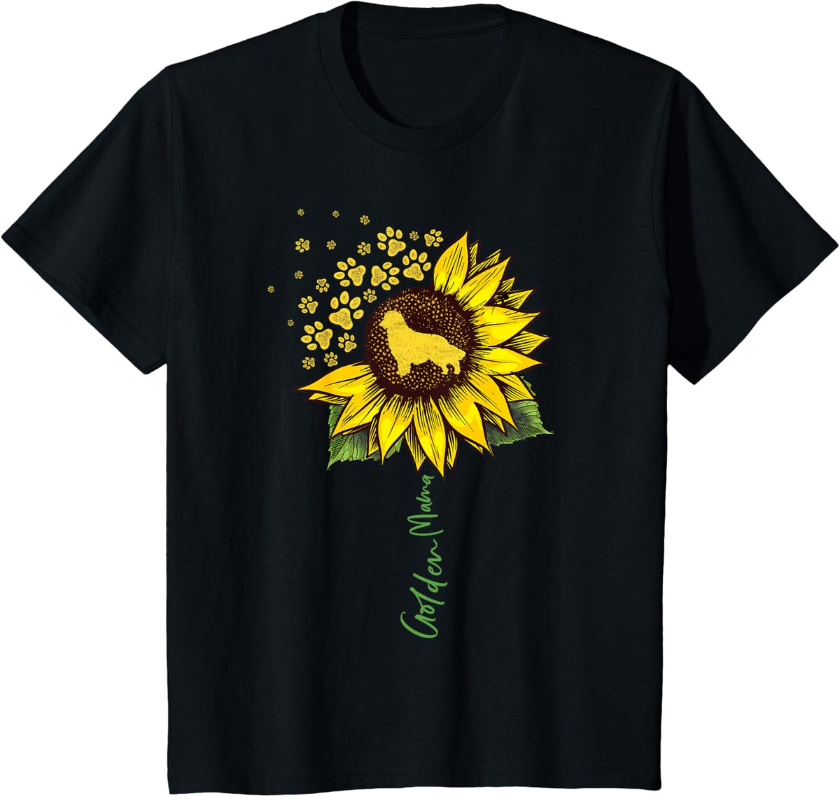 Golden Mom Sunflower Golden Retriever Lover Gifts Dog Mama T-Shirt - Black