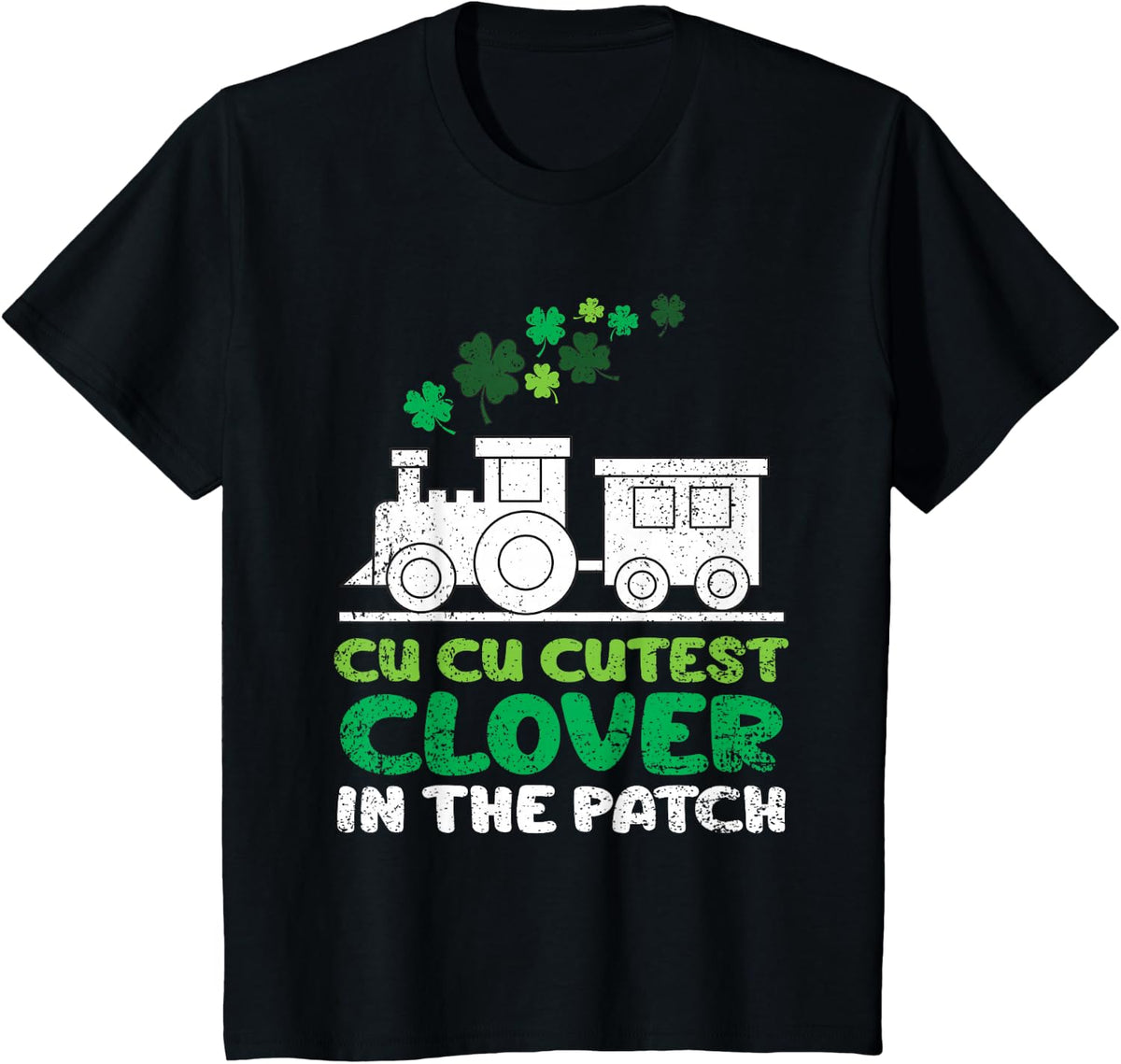 Kids St Patricks Day Boys Girls Kids Cutest Clover In The Patch T-Shirt - Black