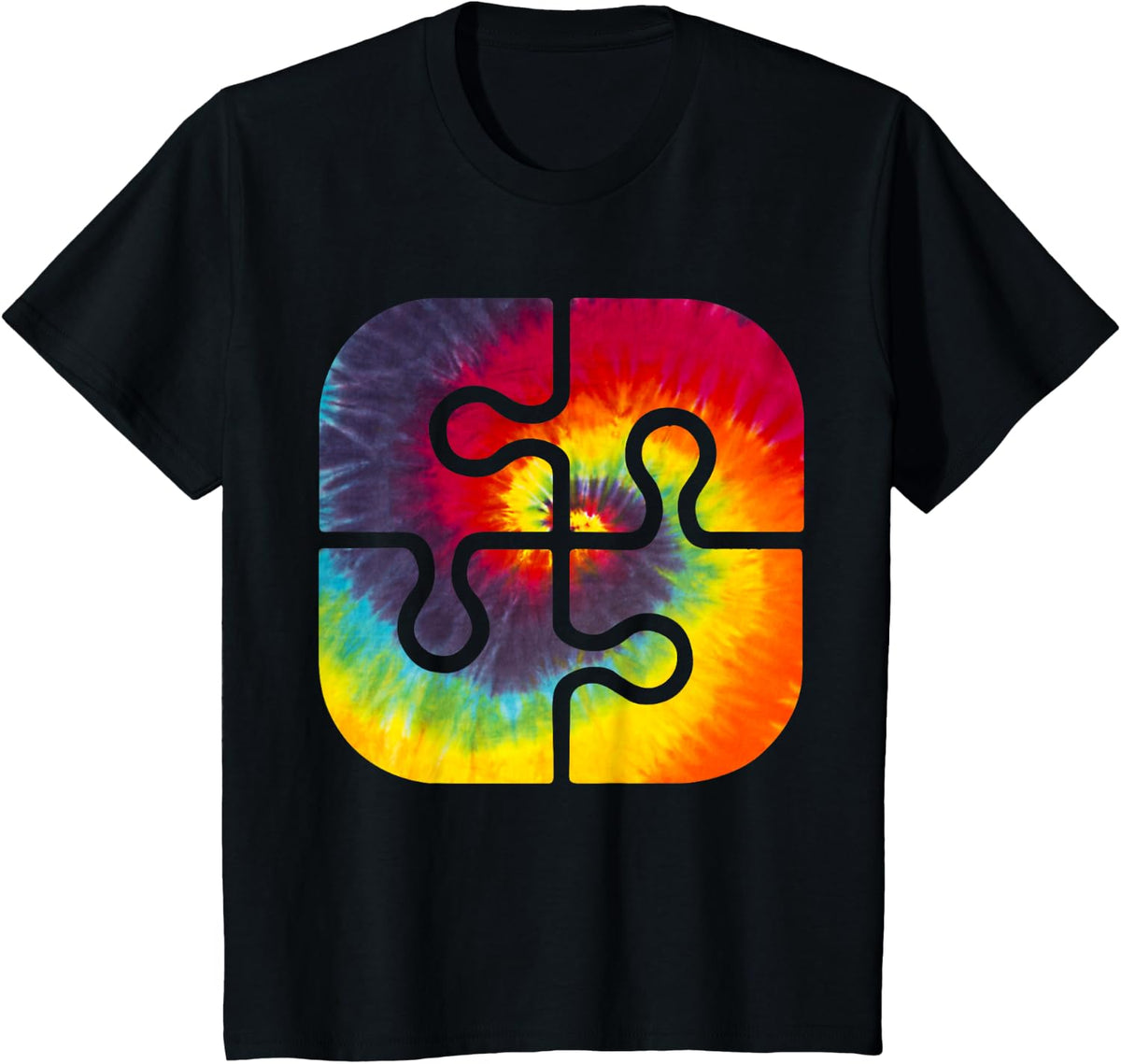 Be Kind Puzzle Pieces Tie Dye Cute Autism Awareness Boy Kids T-Shirt - Black