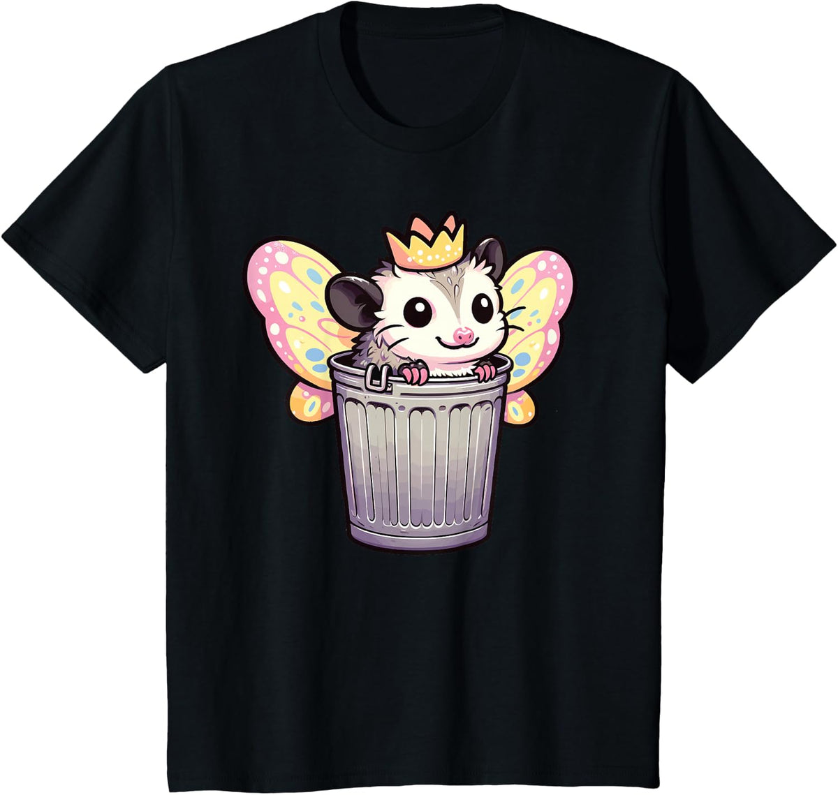 Fairy Possum Inside a Trashcan, Possum Fairy T-Shirt - Black