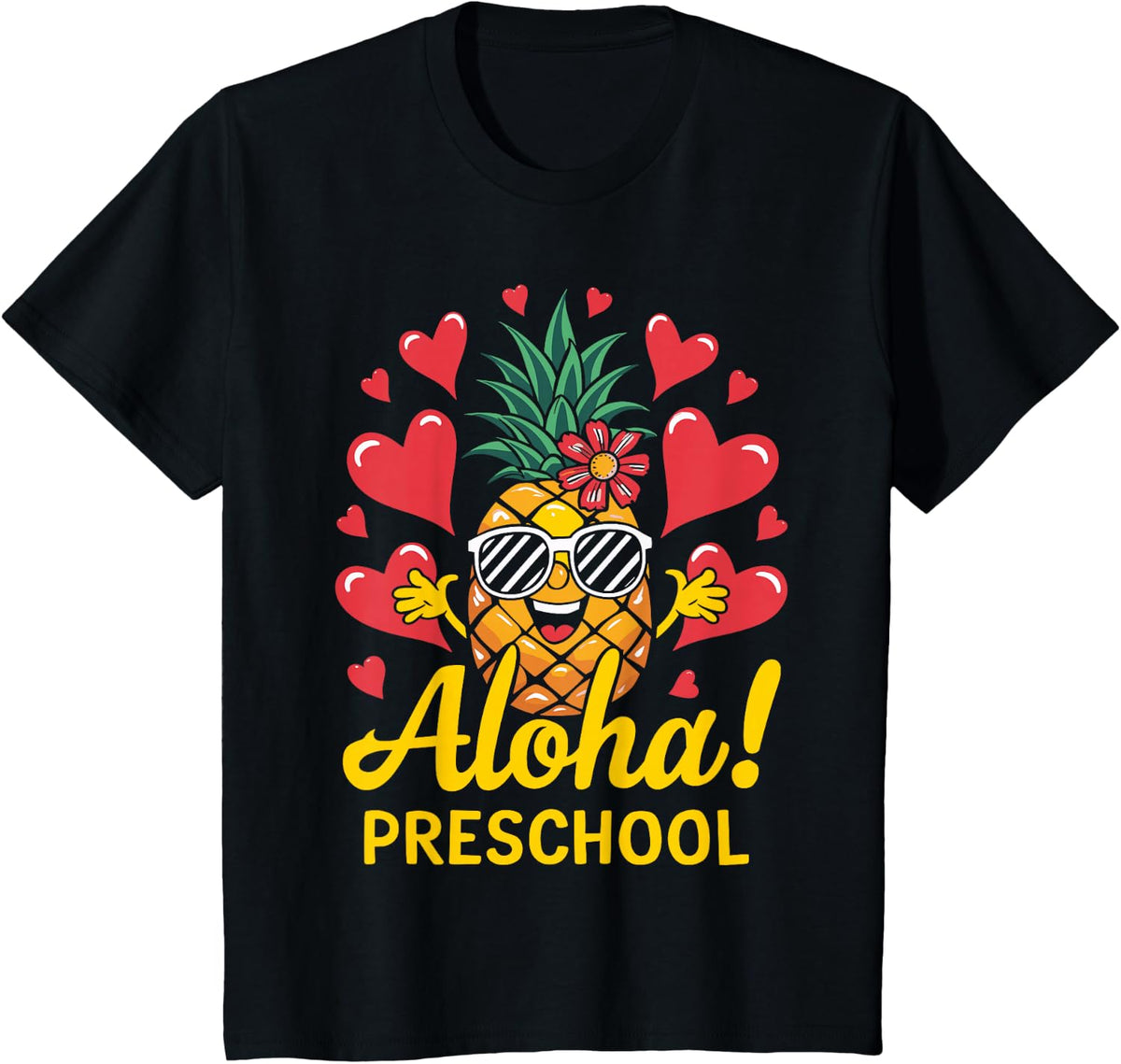 Aloha Preschool Teacher Pineapple T-Shirt - Black