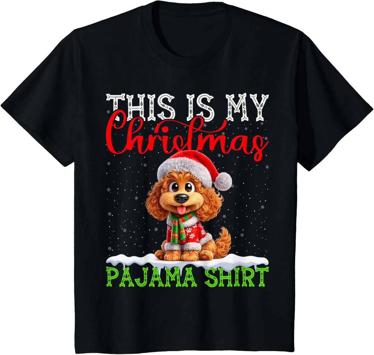 This is My Cockapoo Ugly Christmas Pajama Sweater Xmas T-Shirt - Black