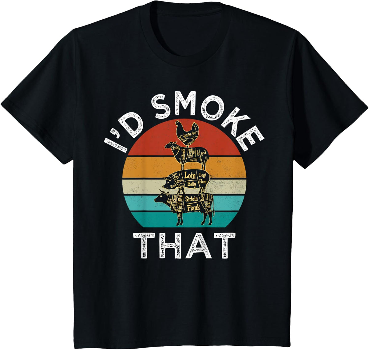 Funny Retro BBQ Party Smoker Chef Dad Gift I’D SMOKE THAT T-Shirt - Black
