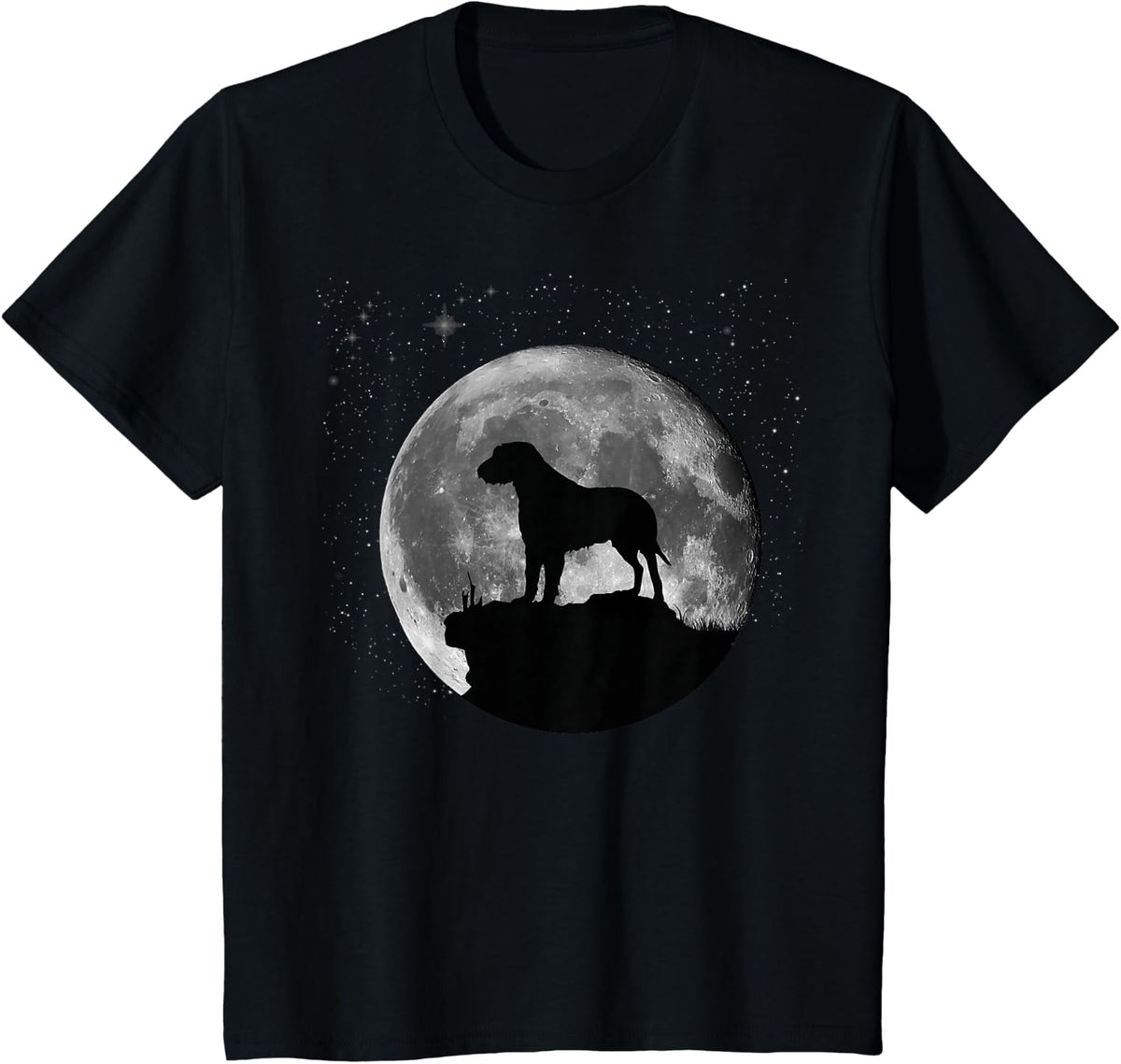 Irish Wolfhound Dog Moon T-Shirt - Black