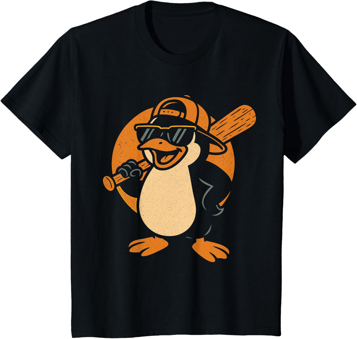 Penguin Baseball Panda Playing Baseball Penguin T-Shirt - Black