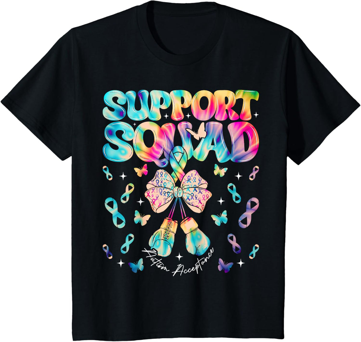 Support Squad Autism Acceptance Awareness Infinity Symbol T-Shirt - Black